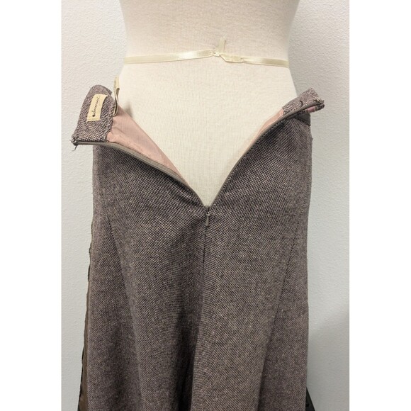 Y2K Anthropologie Brown/Pink Tweed Wool/Silk Blend Skirt sz 10 Preppy Lace - Picture 8 of 11